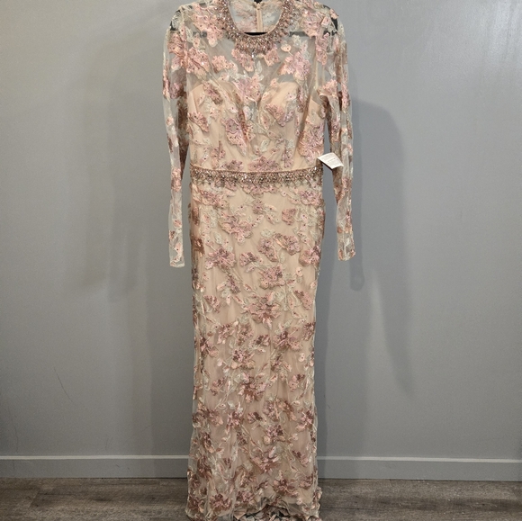 NWT Mac Duggal Long Sleeve Floral Embroidery Trumpet‎ Gown Size Style 79281 - Picture 4 of 14